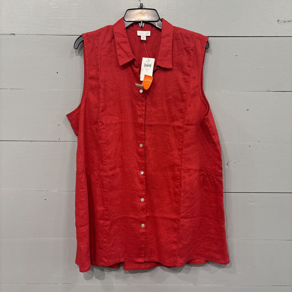 J.JILL,NWT LINEN TANK TOP ,RED,XL