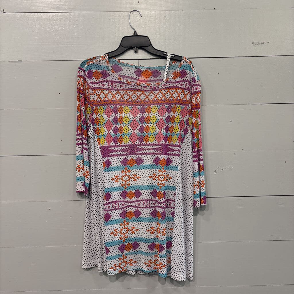 MESH PATTERNED TOP ,BLK WHT ,XL