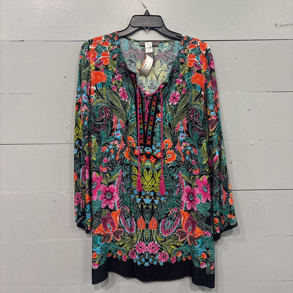 SHARON YOUNG,FLORAL TOP ,MULTI,XL