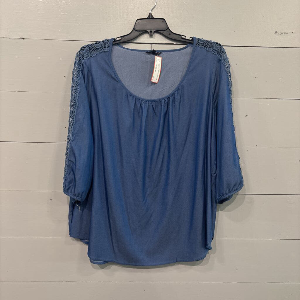 AVENUE,NWT PATTERNED TOP ,BLUE GRN ,3X