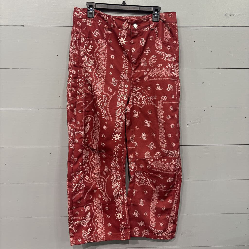 NWT PAISLEY BARREL JEANS ,RED WHT ,XXL
