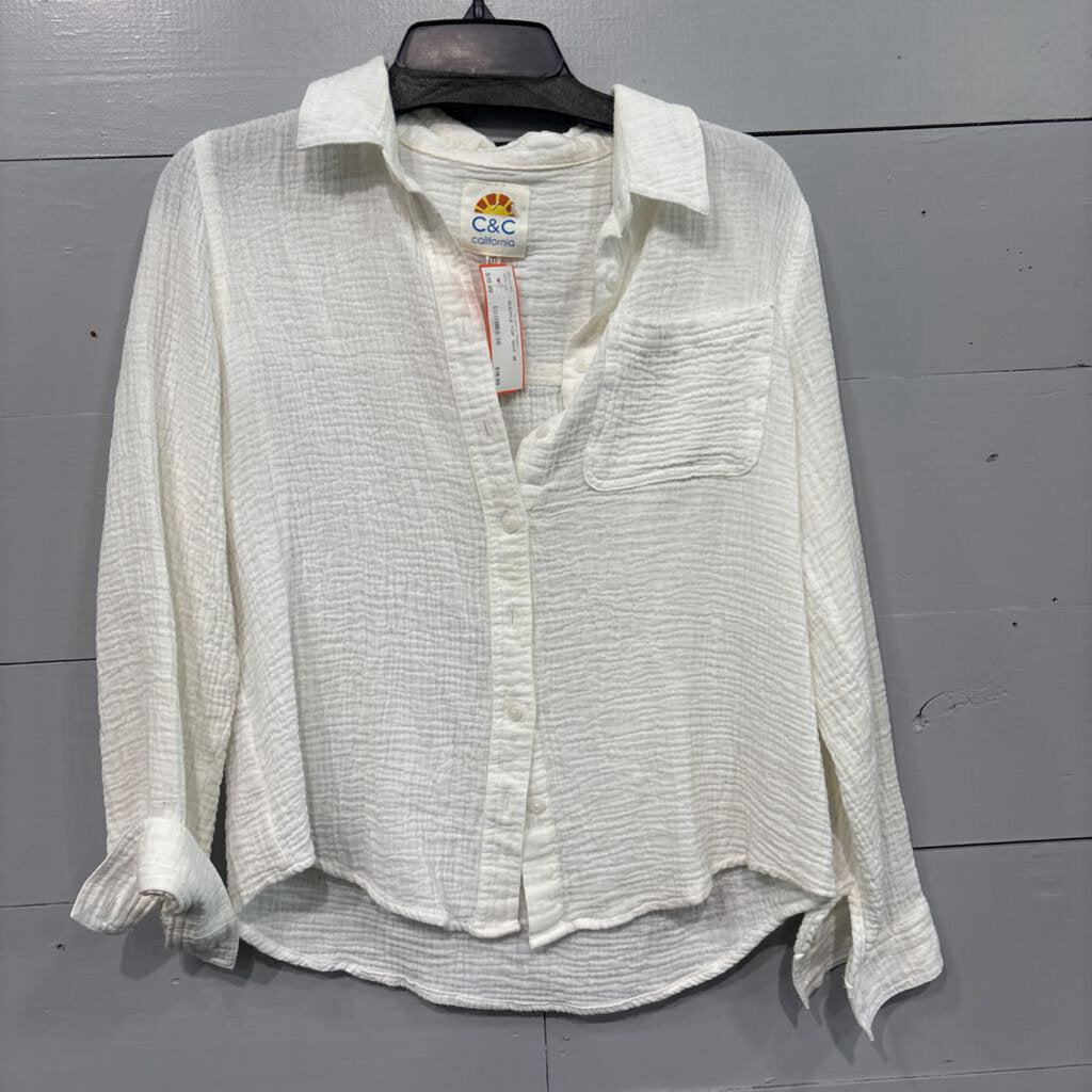 C & C,WAFFLE TOP ,WHT ,M