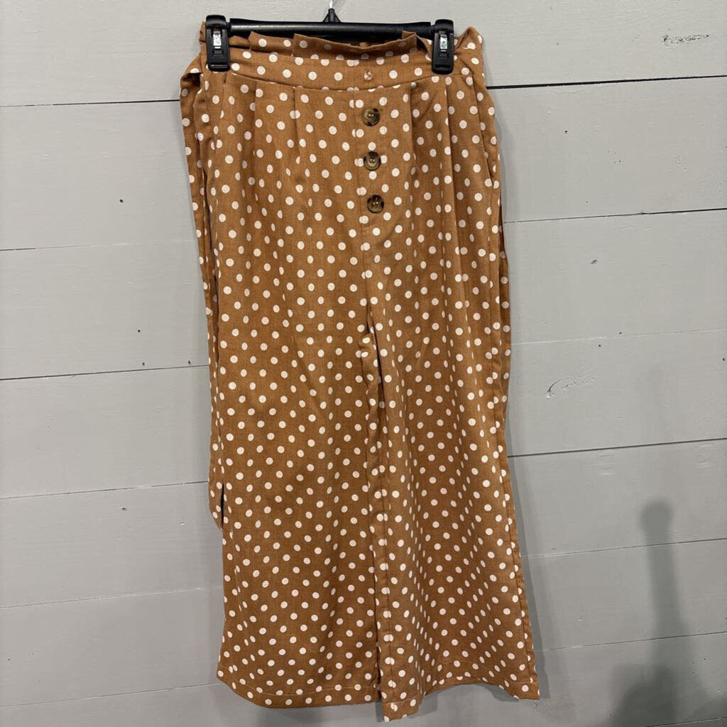 BLU PEPPER,FLOWY POKA DOT PANT ,BRN WHT ,S
