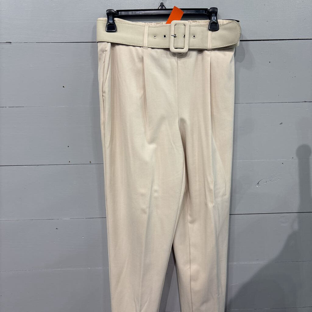 C BY ONE,BELTRED SLACK PANT,IVORY ,S