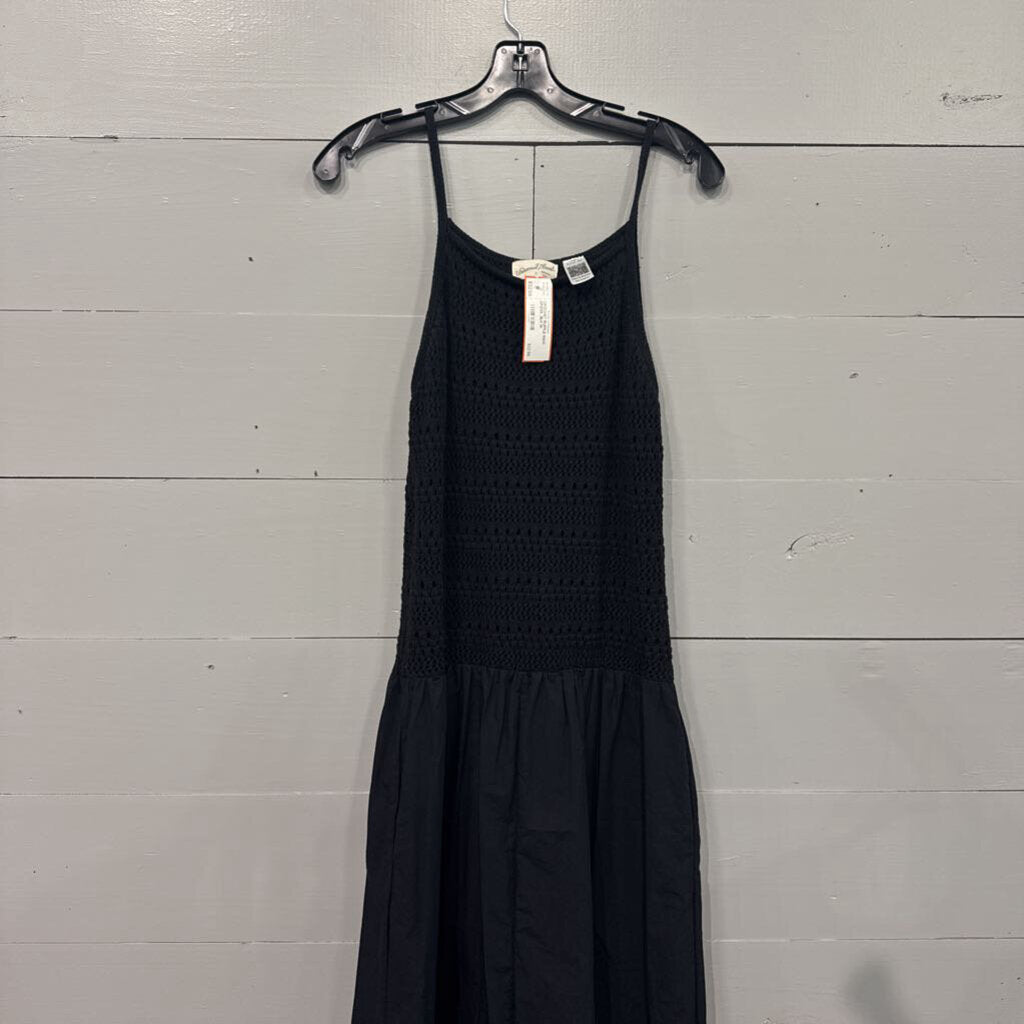 Universal thread,CROCHET RUFFLE MAXI DRESS ,BLK,M