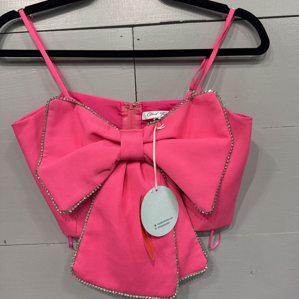 CLOUD TEN,NWT BOW SEQ TOP ,PINK ,S