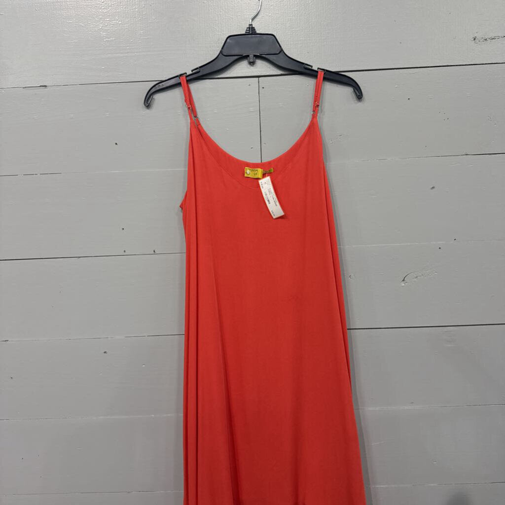 GIANNA BINI,FLOWY TANK DRESS ,CORAL ,L