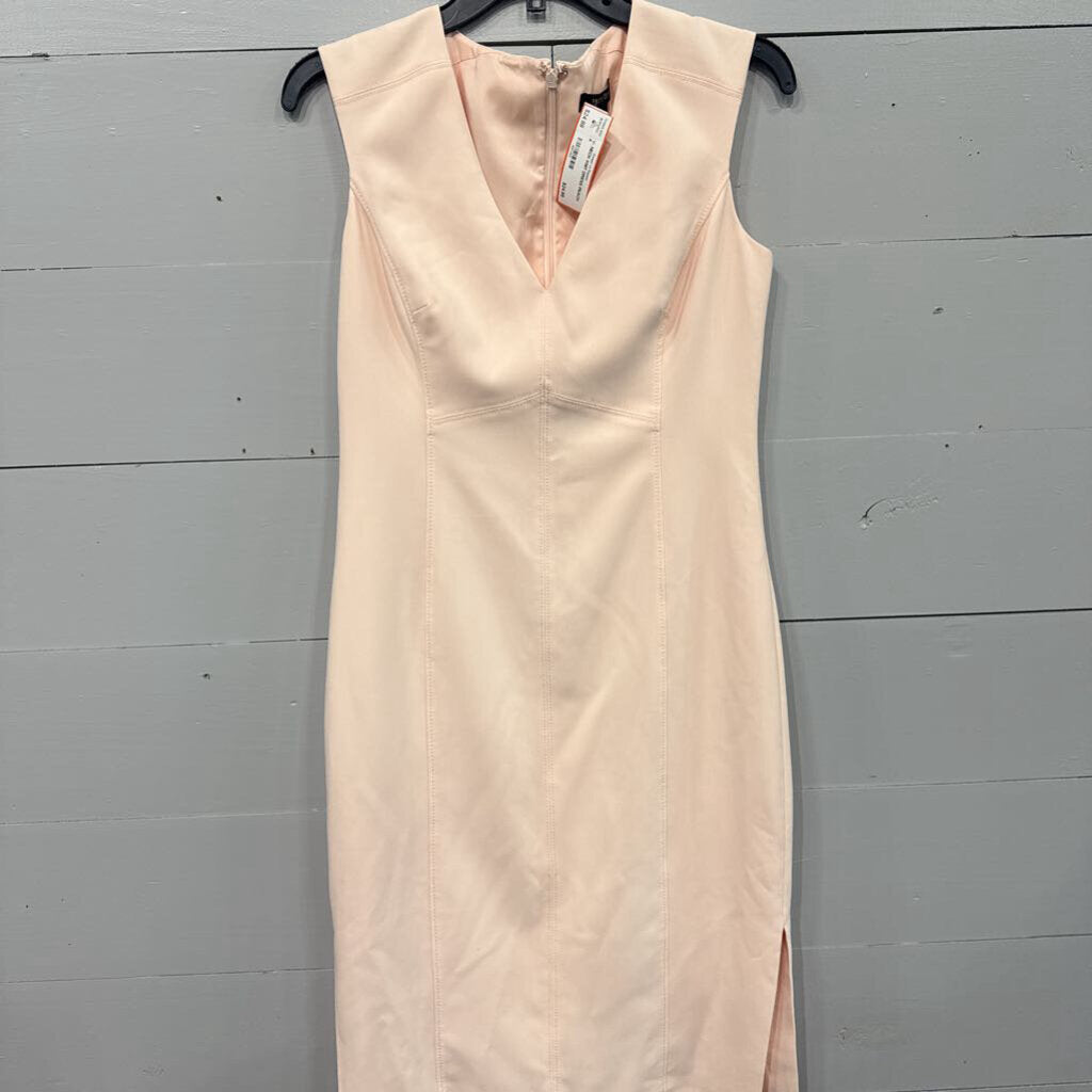 WHITE HOUSE BLACK MARKET,V- NECK KNIT DRESS,PEACH ,4