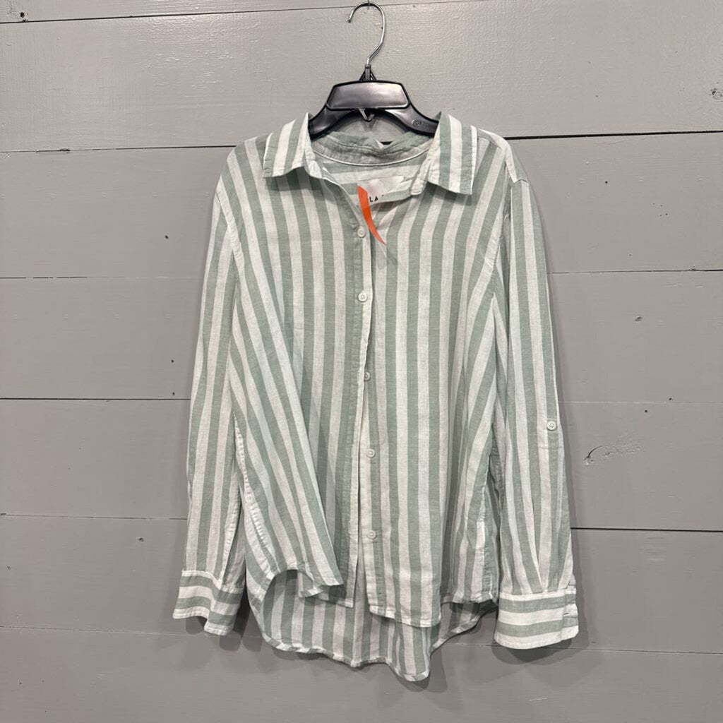 LOLA RIVER,*BASIC STRIPED TOP W/ TIE,GRN ,M