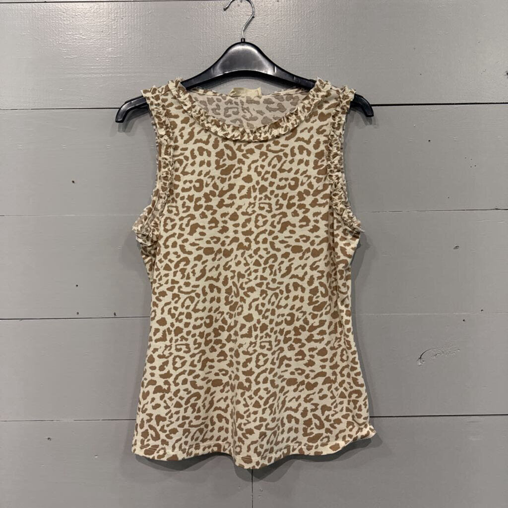 DOE & RAE,nwt leopard tank top ,TAN WHT,S