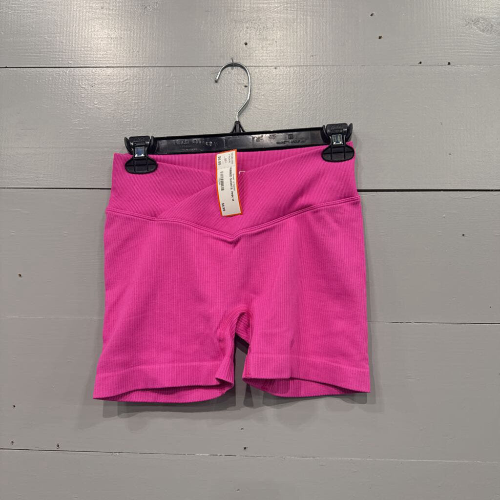 RIBBED SHORTS ,PINK,M