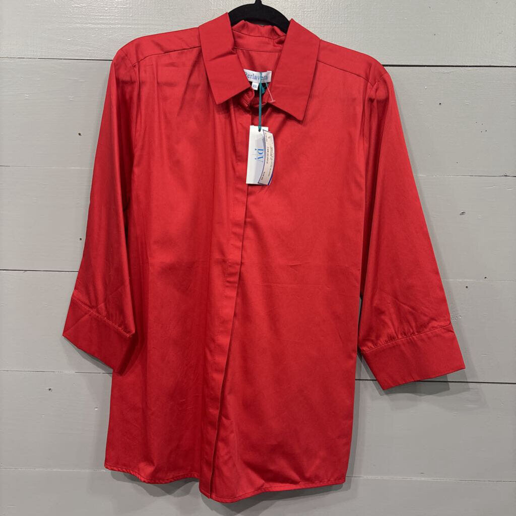 PERLAVERA,*NWT L/S BLOUSE,BLOOD ORANGE,XL
