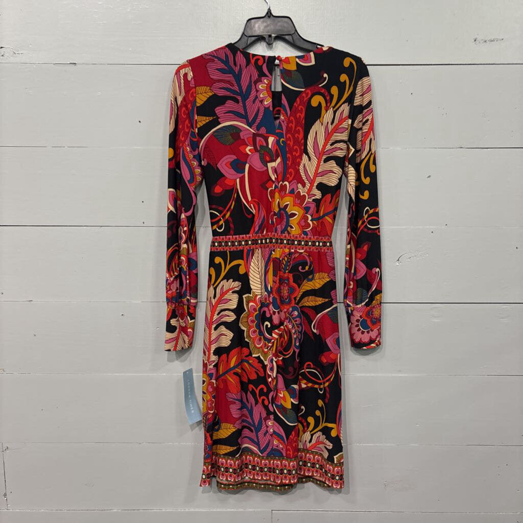 LONDON TIMES,*NWT PATTERNED DRESS,REDS BLK ,4