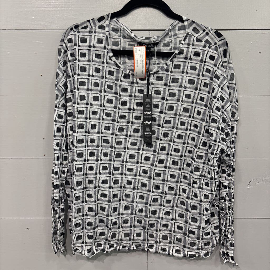 *NWT PATTERNED SHEER,BLK WHT ,L