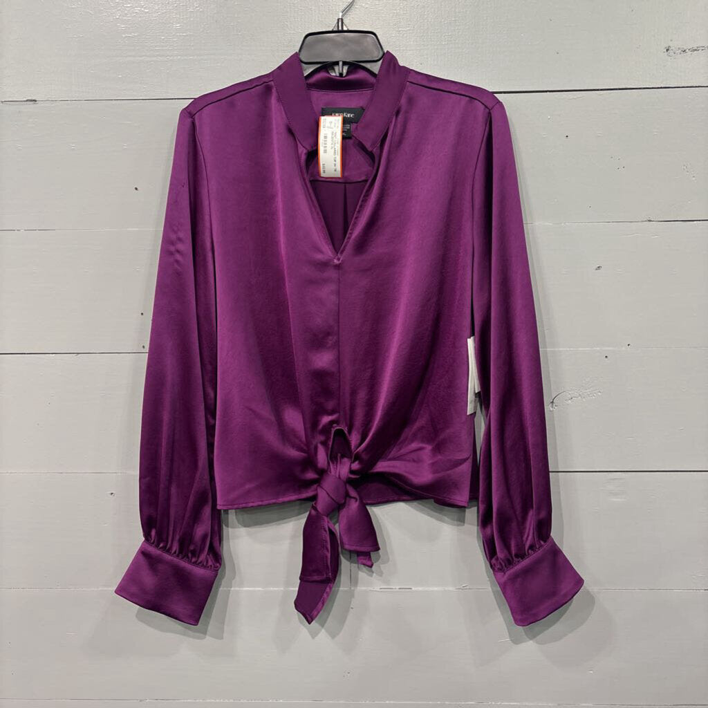 KAREN KANE,*NWT COLLARED TOP W/ TIE,MAGENTA,XL