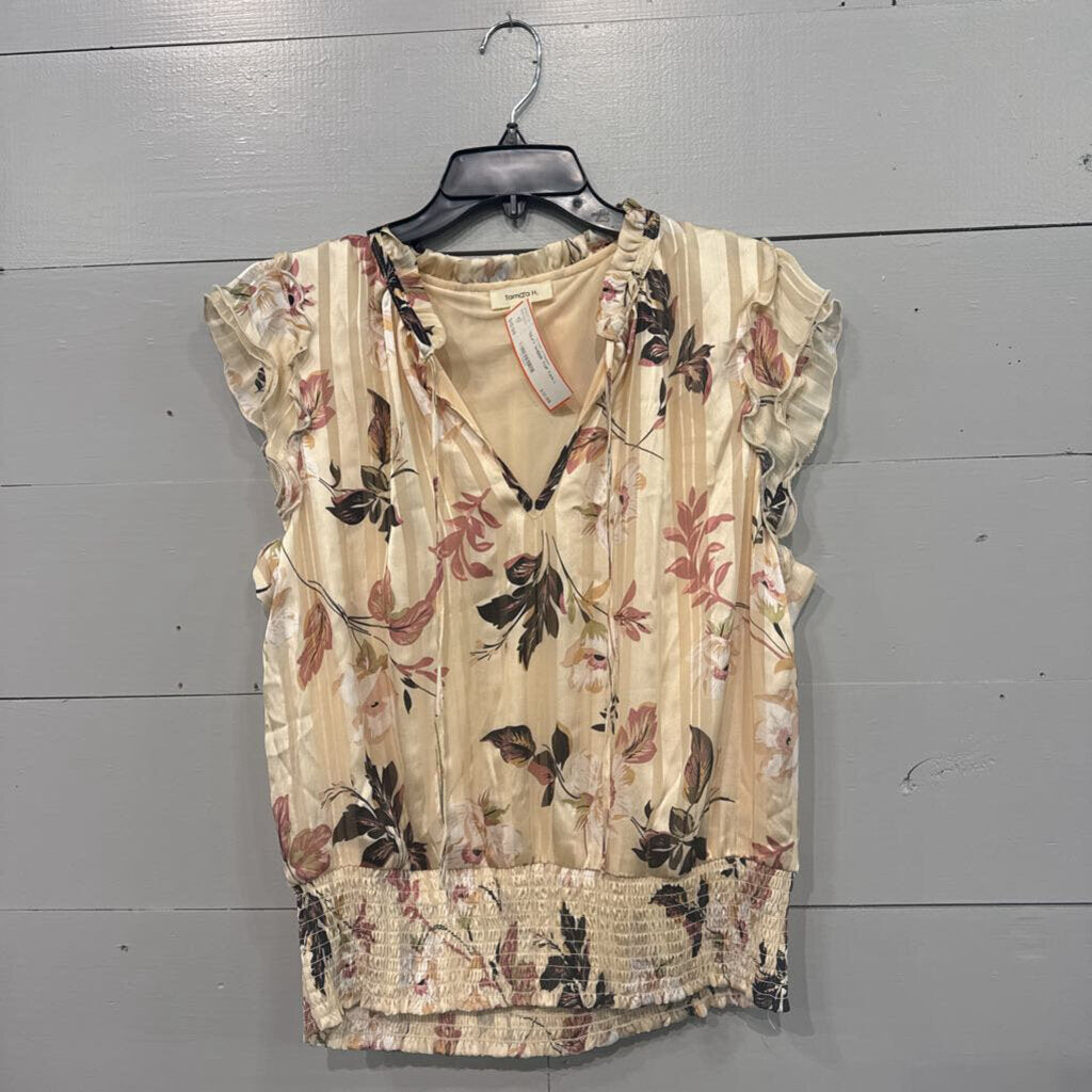 TAMARA H,*SILKY SHEER TOP,TAN,L