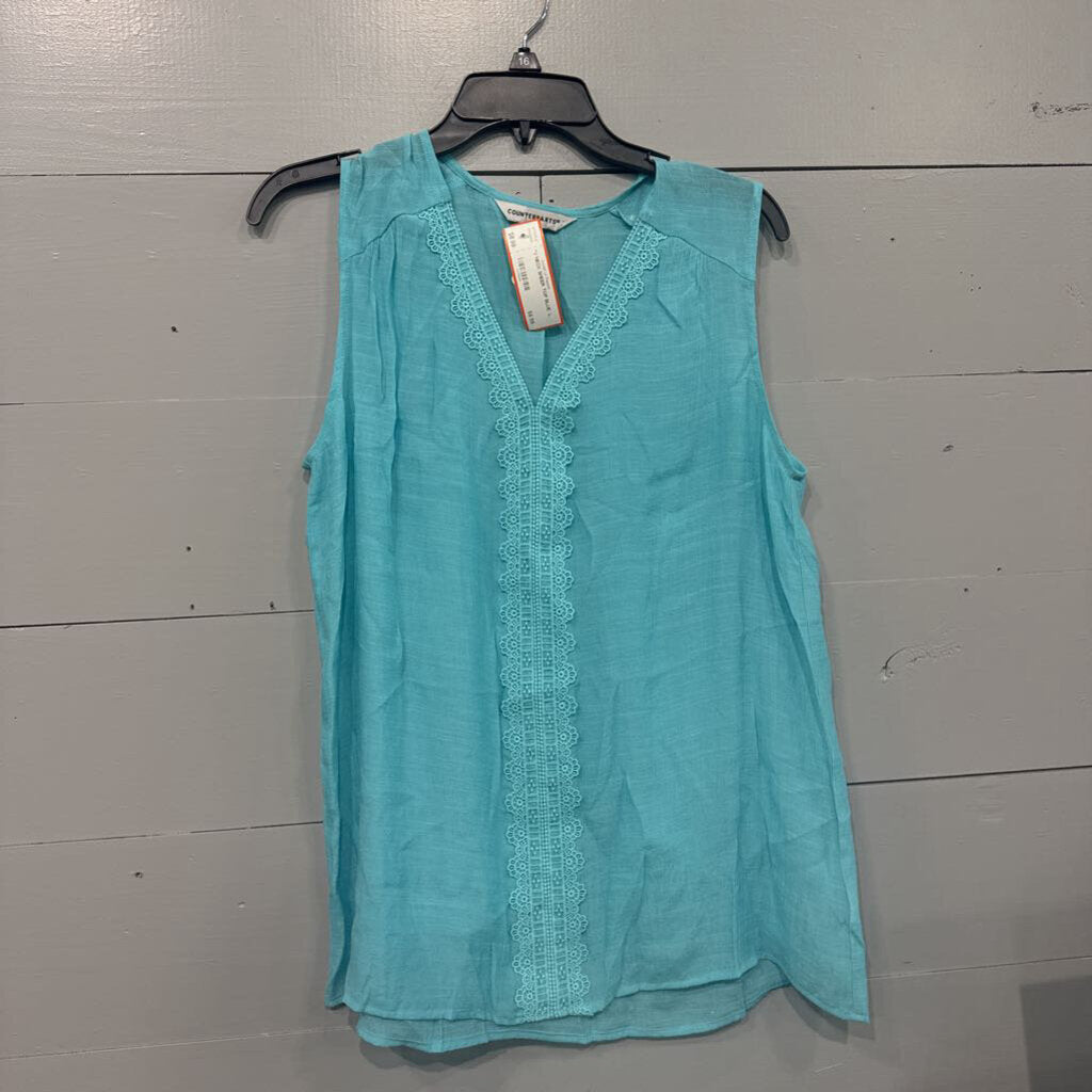 COUNTERPARTS,*V NECK SHEER TOP,BLUE ,L