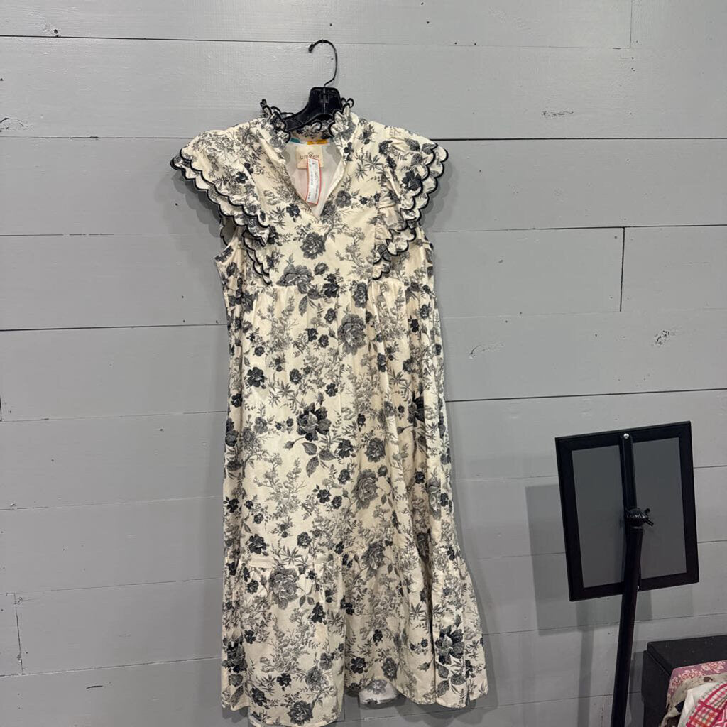 UMGEE,*FLORAL PATTERNED DRESS,CREAM,M