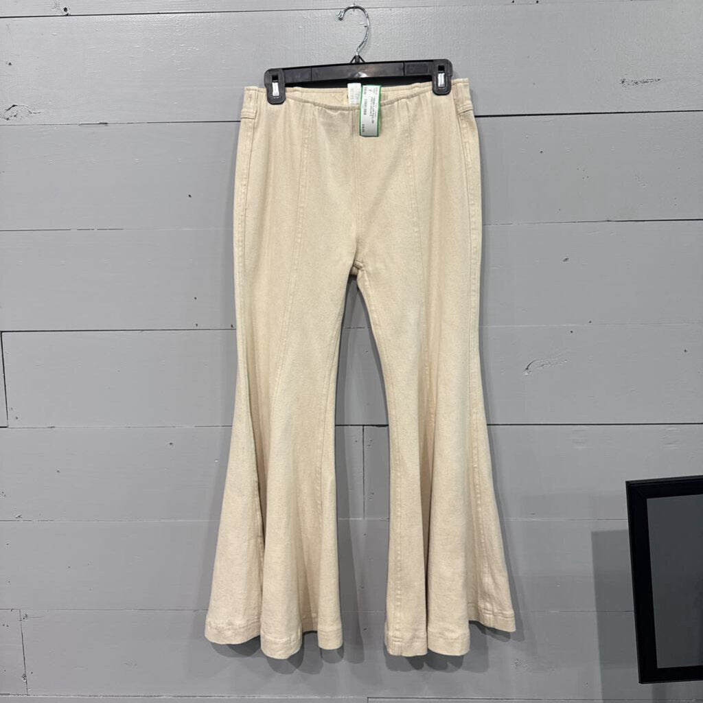 UMGEE,*DENIM FLAIR PULL ON PANTS,CREAM,5