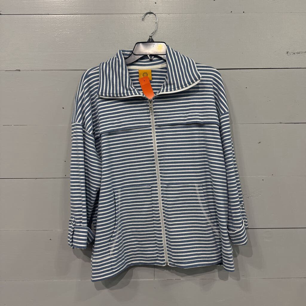 RUBY RD,*SOFT STRIPED JACKET,BLUE ,L