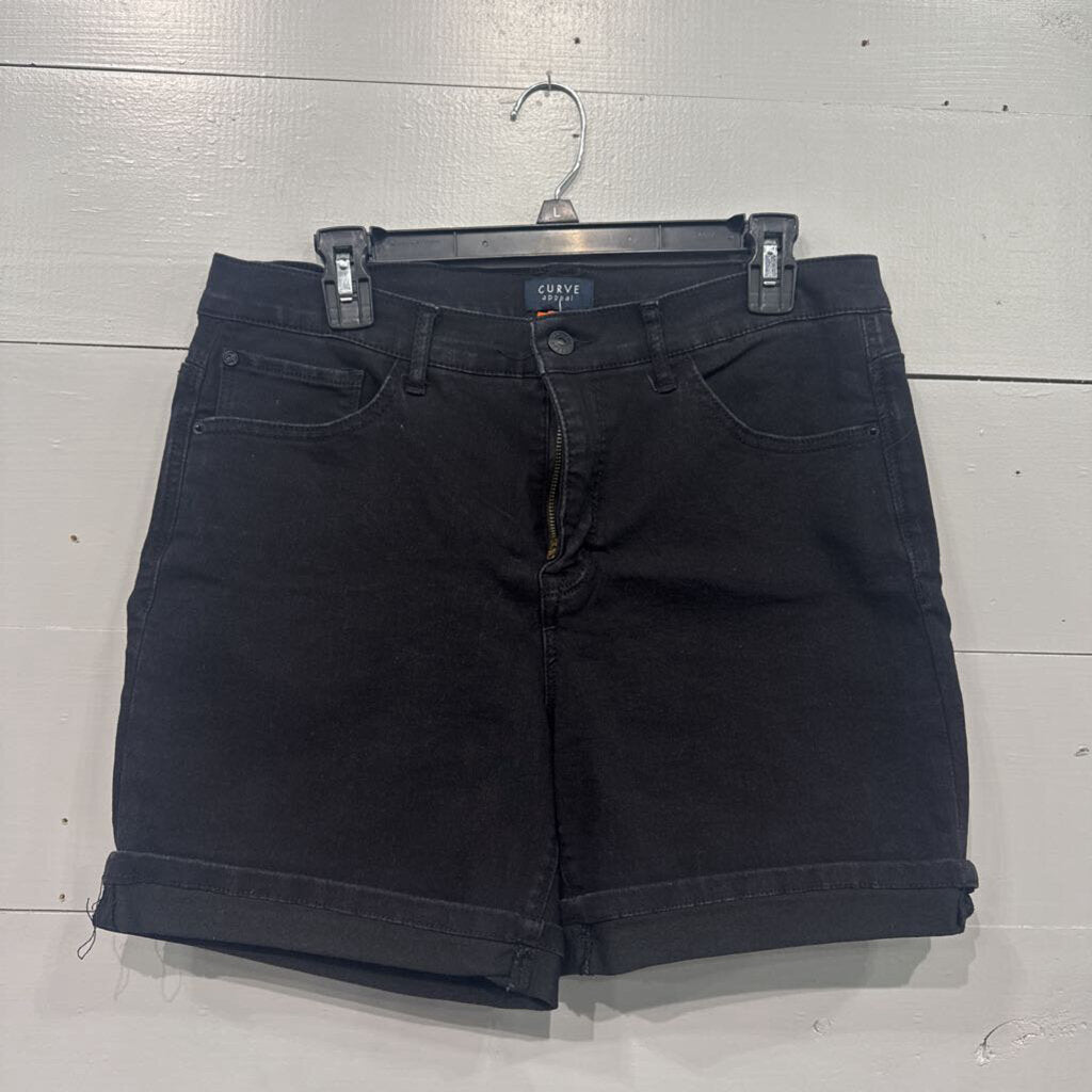 CURVE APPEAL,*DENIM SOFT JEAN SHORTS,BLACK,14/32