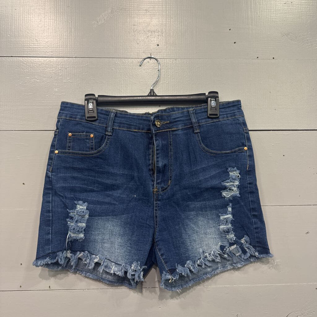 SOUTHERN STITCH,*DENIM RIPPED JEAN SHORTS,DENIM,L