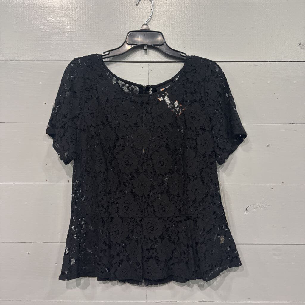 DKNY,NWT LACE TOP ,BLK ,XL