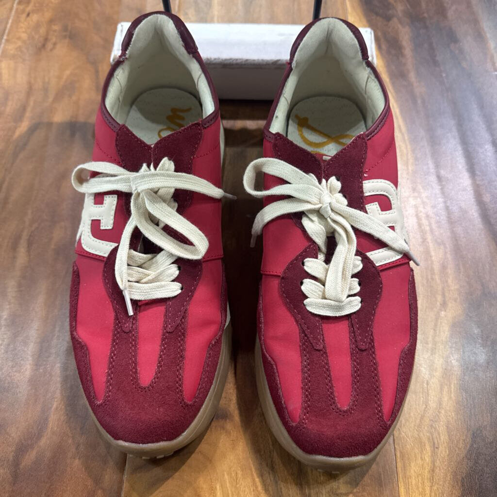 SAM EDELMAN,TRENDY SNEAKER,RED WINE WHT ,9.5