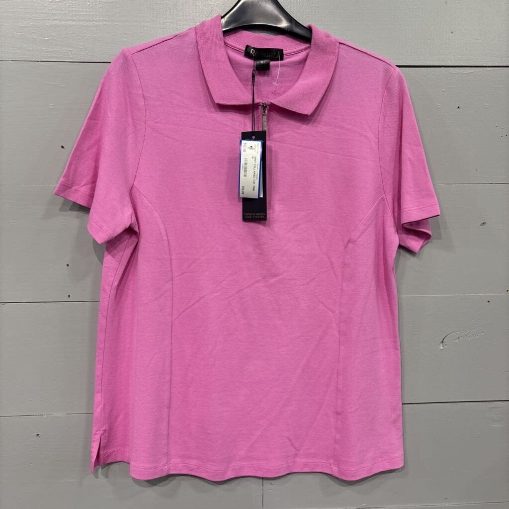 RENUAR,NWT COLLARED TOP ,PINK ,M