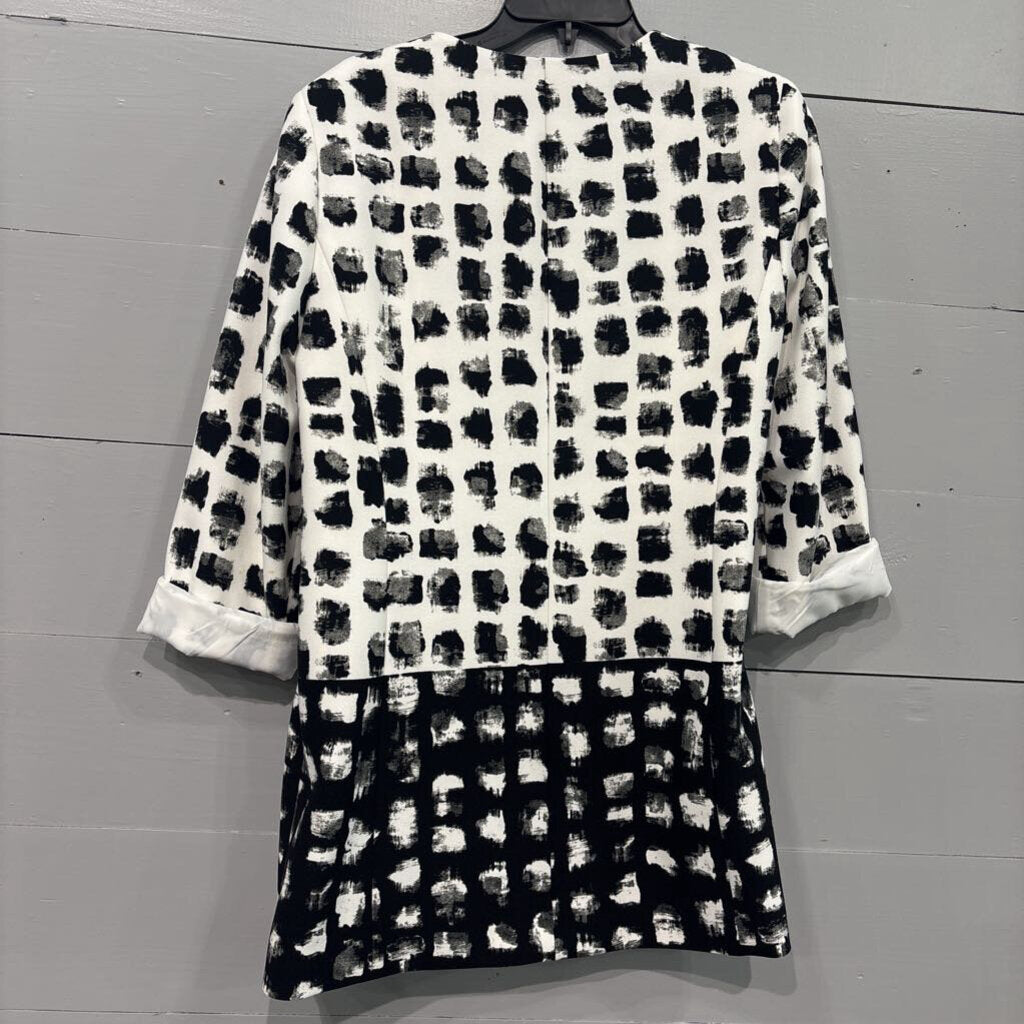 PATTERNED JACKET BLAZER,BLK WHT ,10