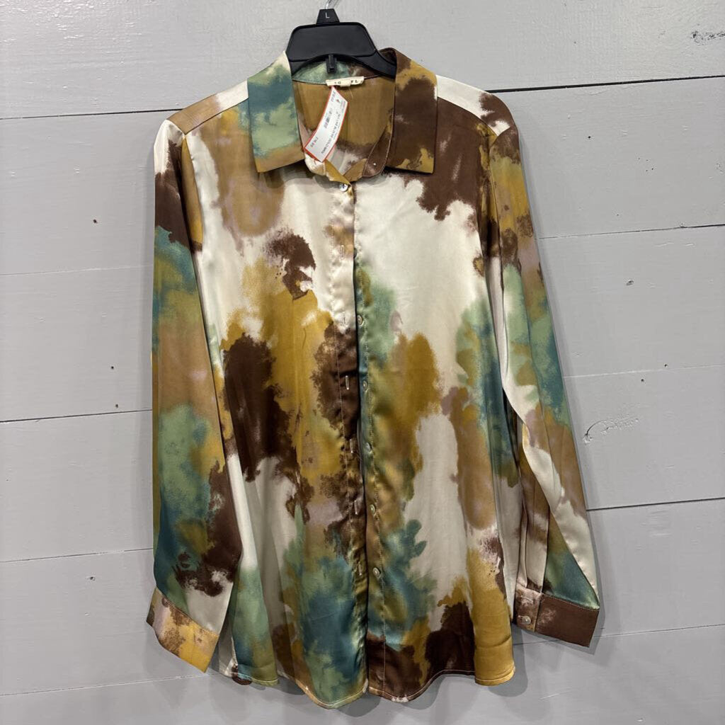 JODIFEL,SILK LIKE BLOUSE,GOLD/BRN,M
