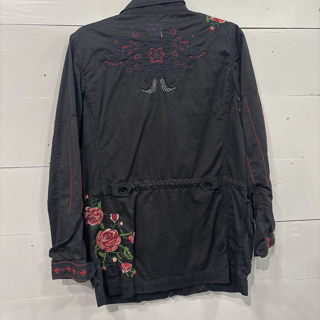 JOHNNY WAS,JW EMBROIDERED JACKET ,BLK ,S