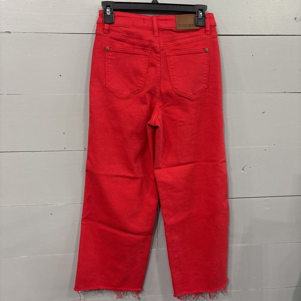 JUDY BLUE,*DENIM WIDE LEG RED JEANS,RED ,3/26