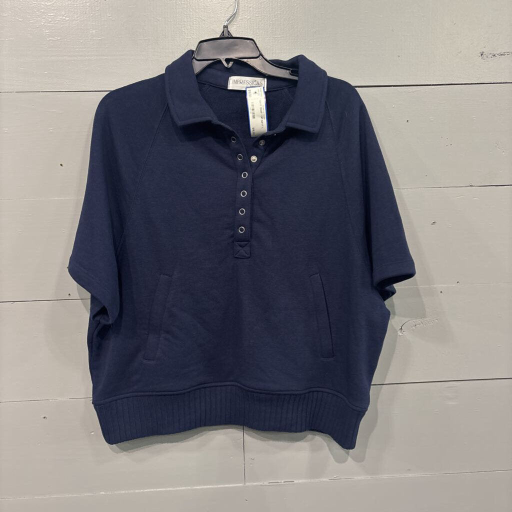 IMPRESSIONS,NAVY SNAP TOP,NAVY,L