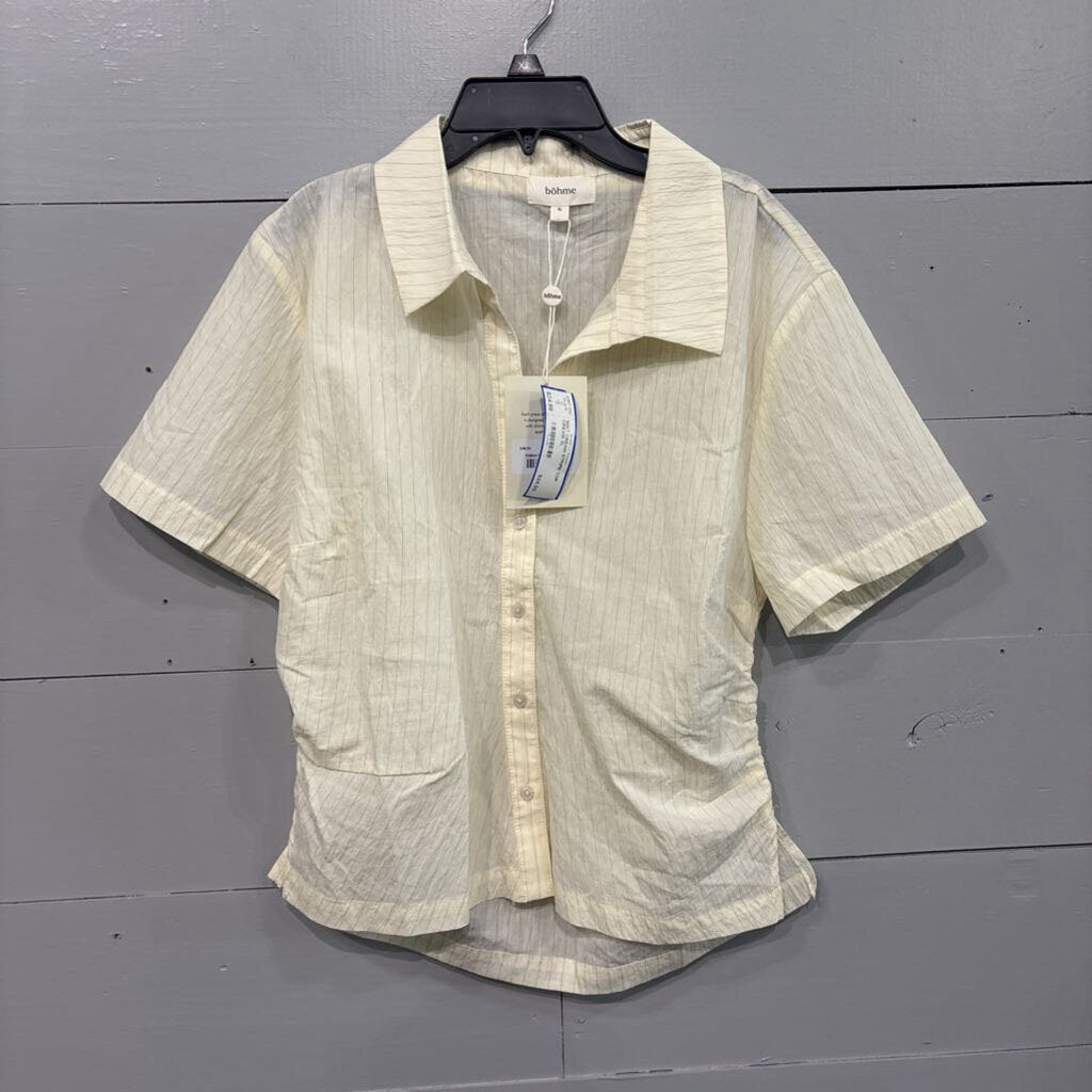 BOHME,NWT CREAM STRIPE TOP,CREAM,XL