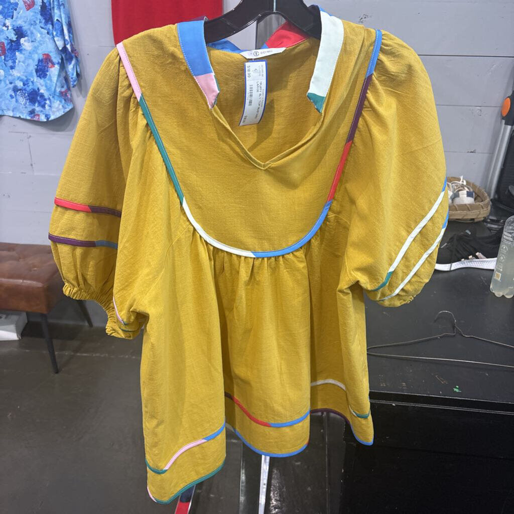 CICY BELL,*PUFFY SLV TOP,MUSTARD,LARGE