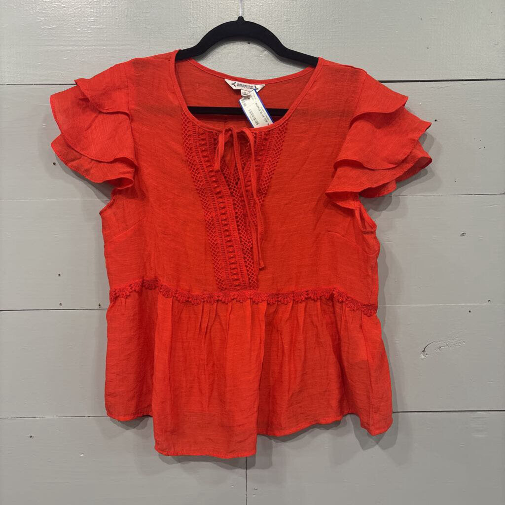NANETTE LEPORE,RUFFLE SLVE TOP ,RED ,M