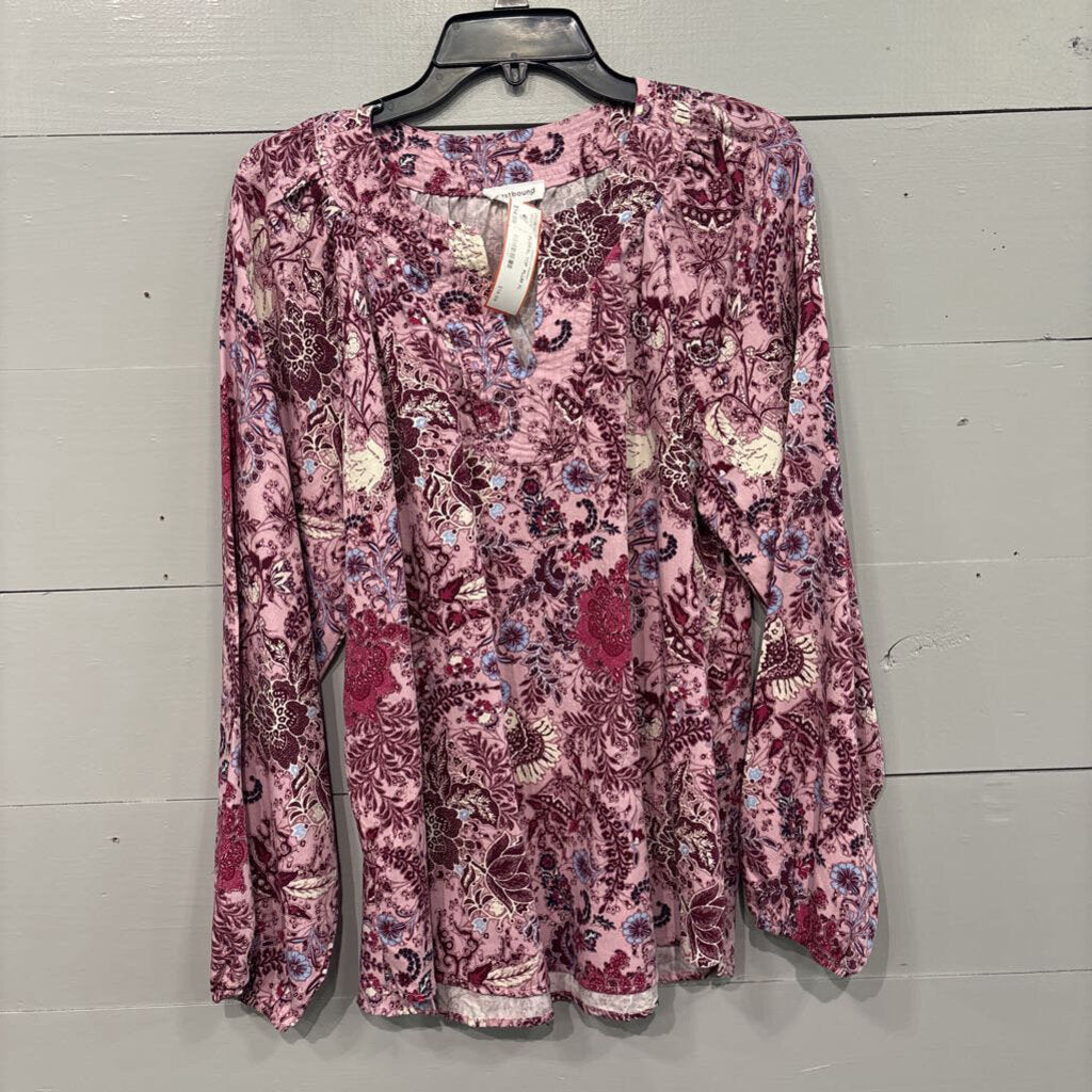 WESTBOUND,FLORAL TOP ,PLUM,XL