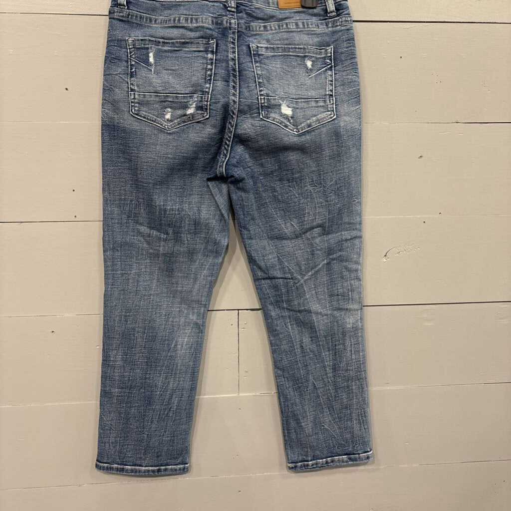 BKE,DENIM ANKLE CROP PANT ,BLUE ,27