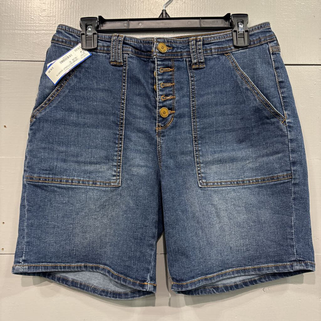 DENIM BUTTONUP SHORTS ,BLUE ,10