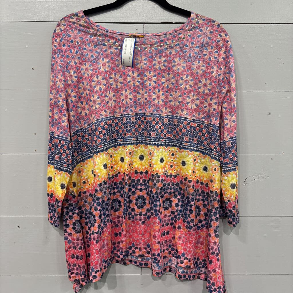 RUBY RD,PATTERNED TOP ,MULTI,XL