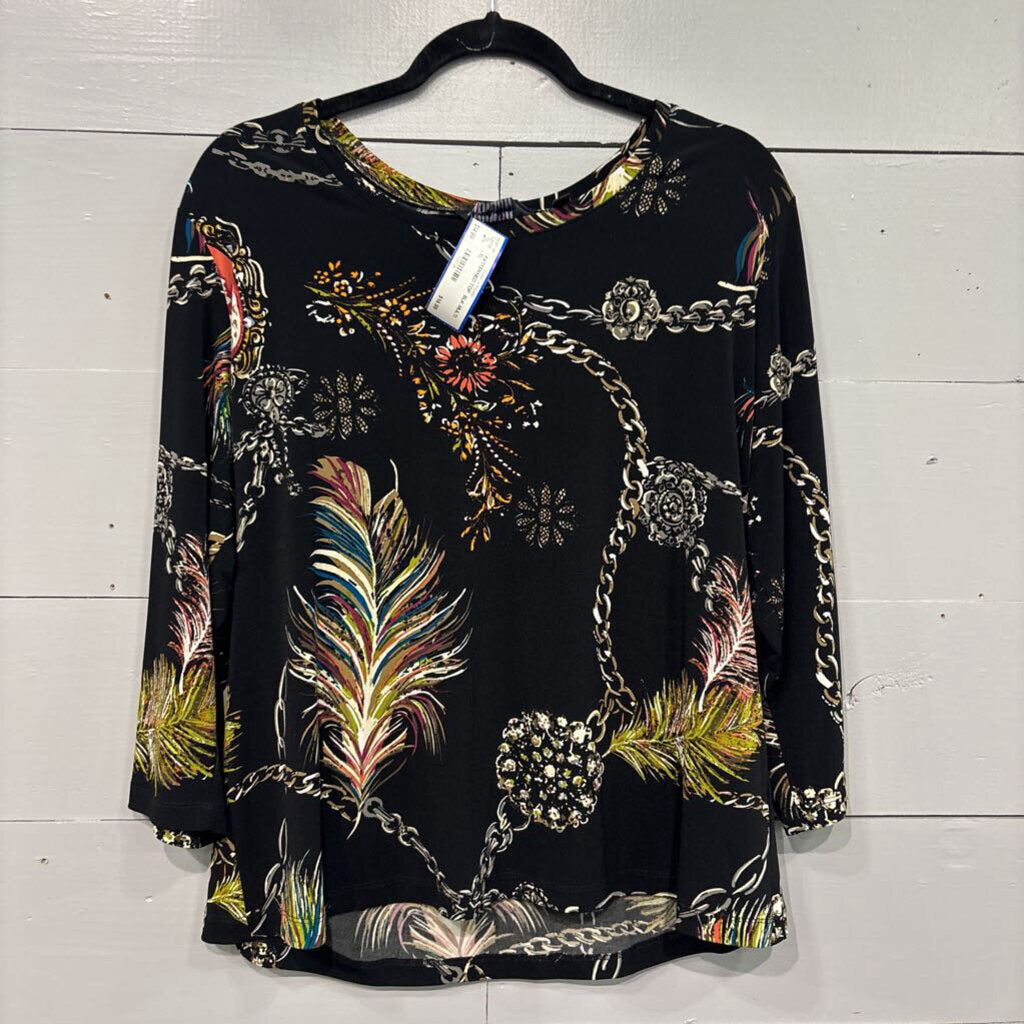 INVESTMENTS,PATTERNED TOP ,BLK MULTI ,XL
