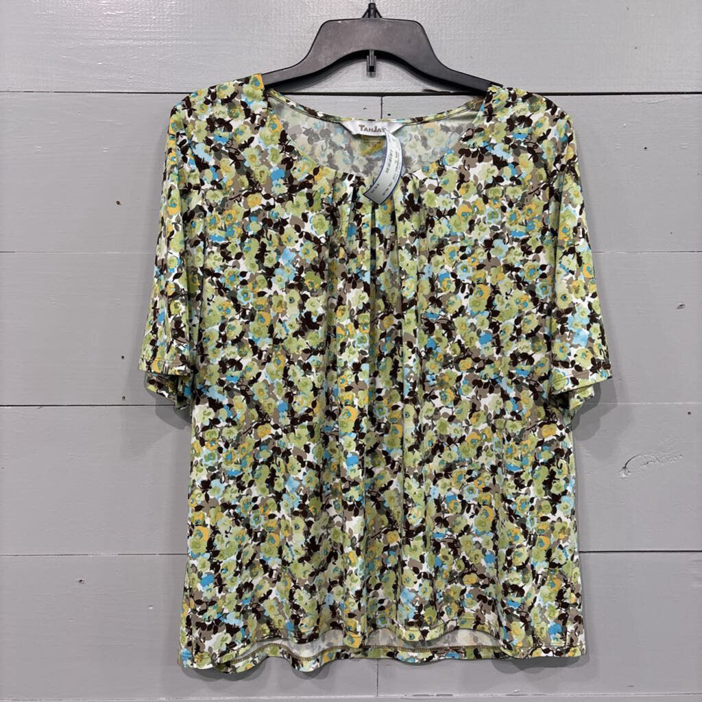 TAN JAY,PATTERNED TOP ,YEL BLUE BRN ,XL
