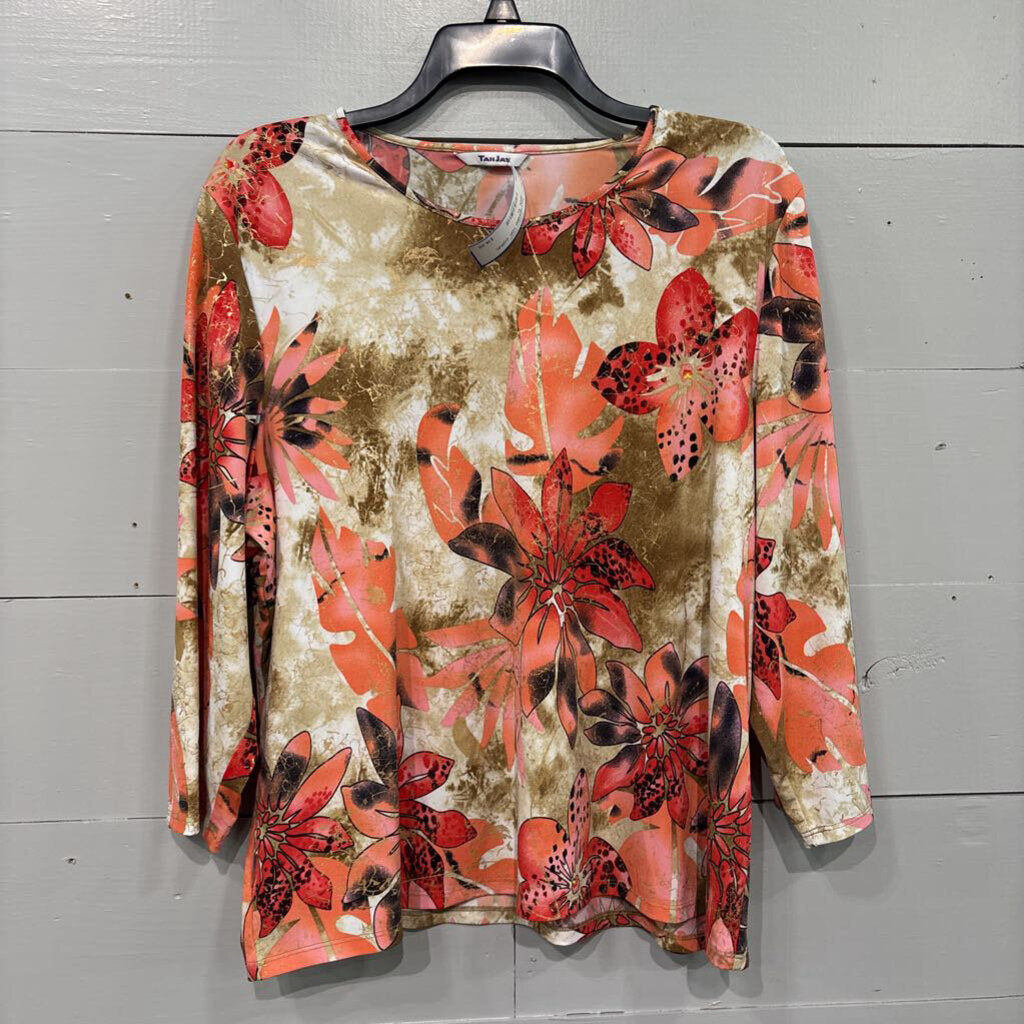 TAN JAY,PATTERNED TOP ,CORAL BRN ,XL