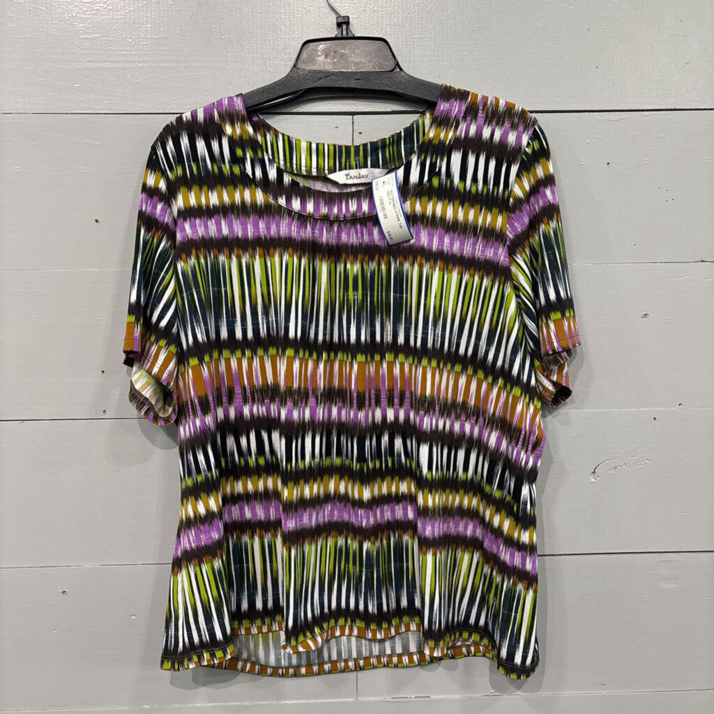 TAN JAY,PATTERNED STRIPE TOP,MULTI,XL