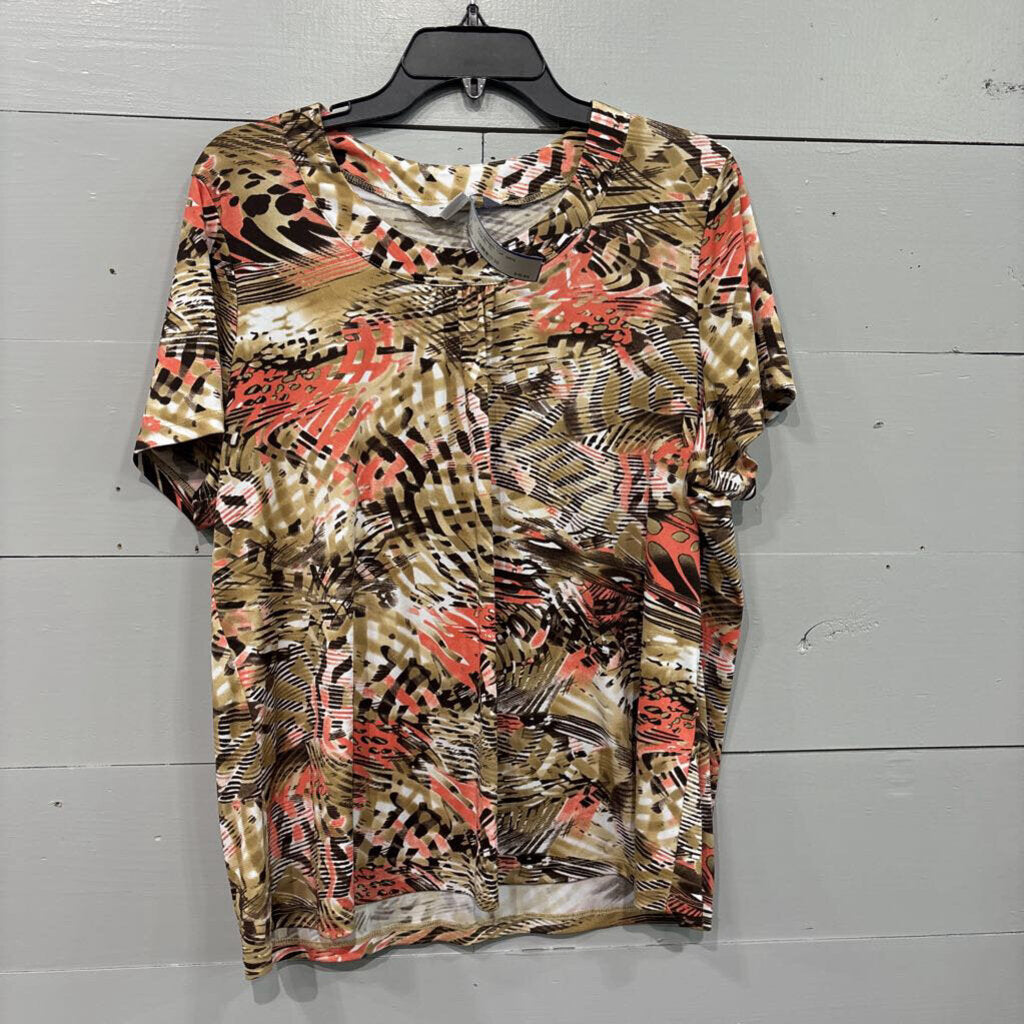 TAN JAY,PATTERNED TOP ,BRN CORAL ,XL