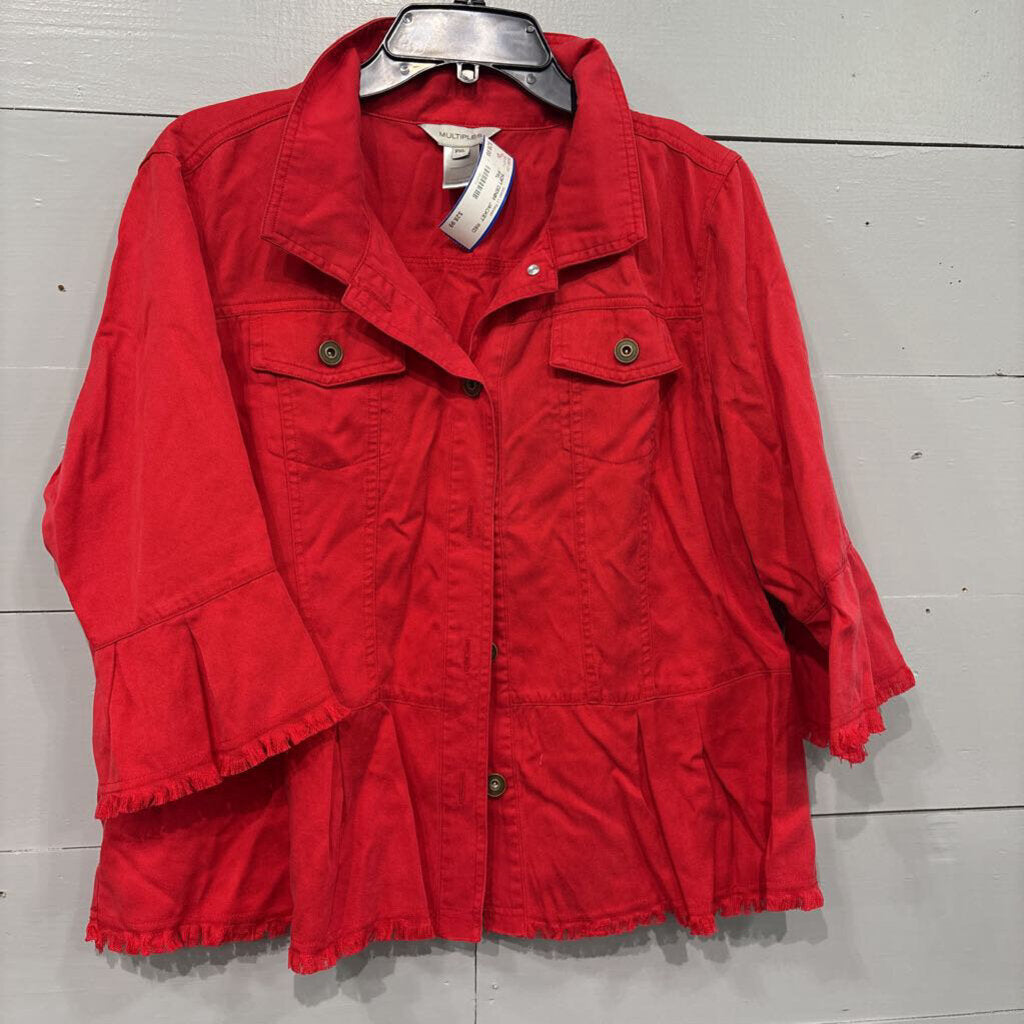 MULTIPLES,SOFT DENIM JACKET ,RED,PXL
