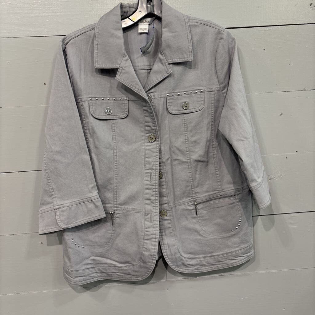 TAN JAY, DENIM JACKET ,GRY ,16