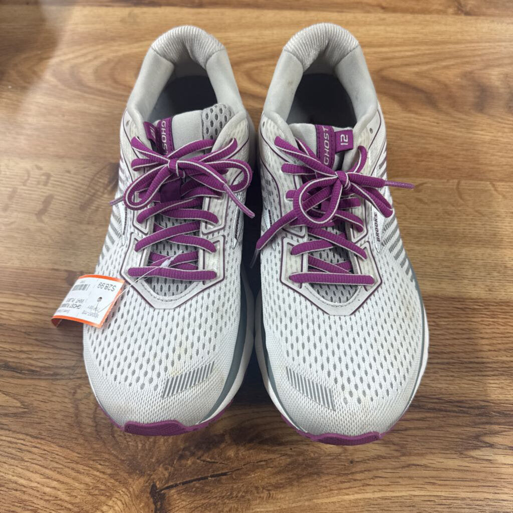BROOKS,GHOST RUNNING SNEAKER,WHT PLUM,9
