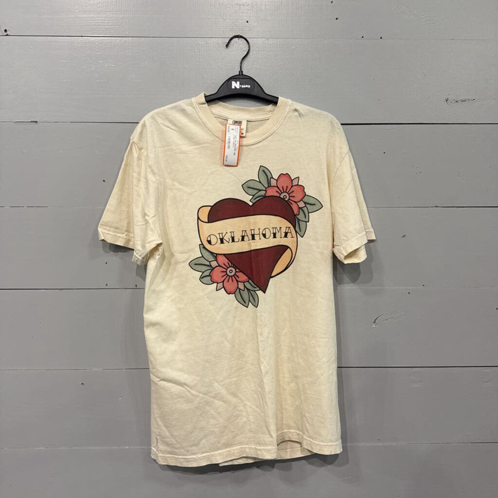 COMFORT COLORS,NWT OK GRAPHIC TEE,IVORY RED,M